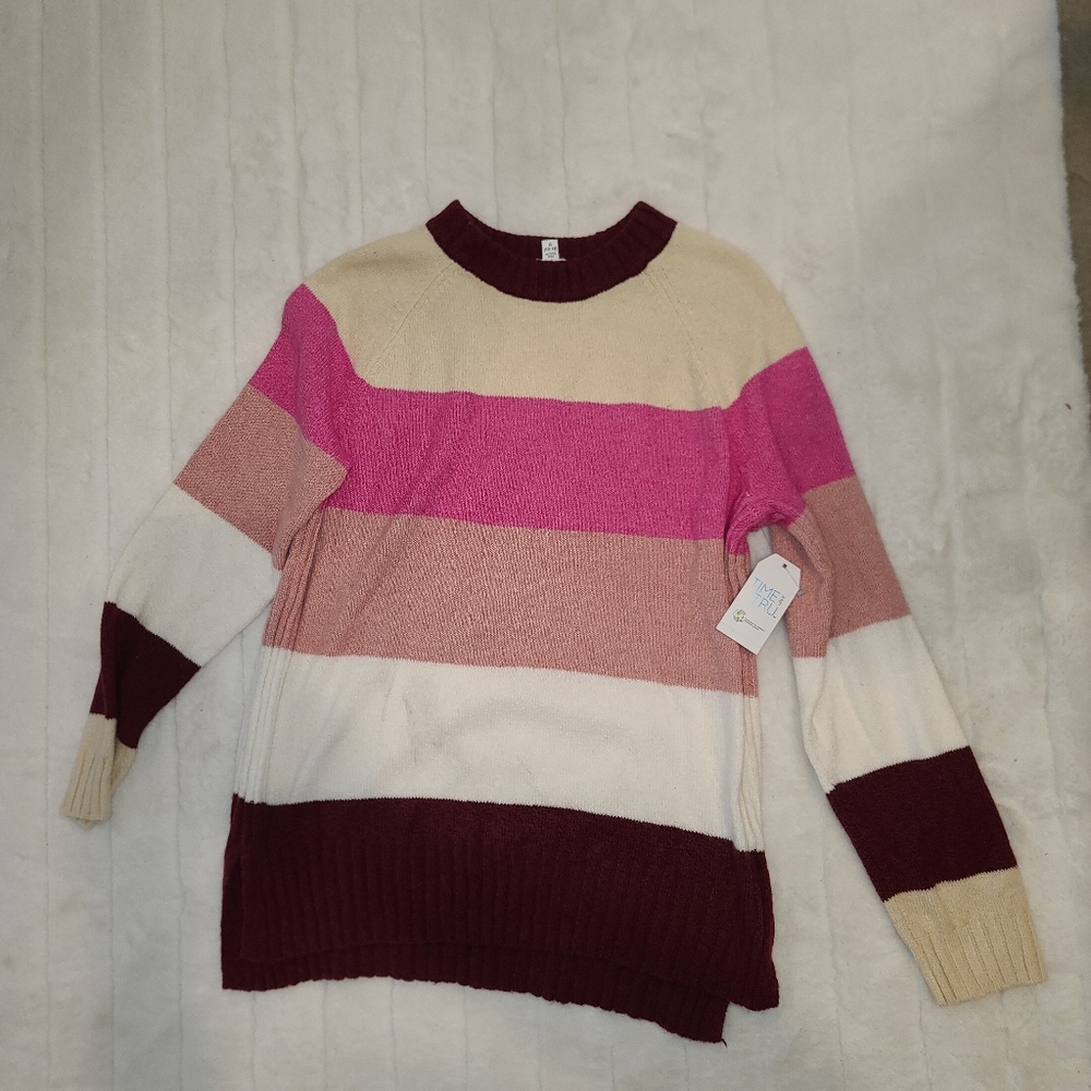 New With tags pink striped sweater